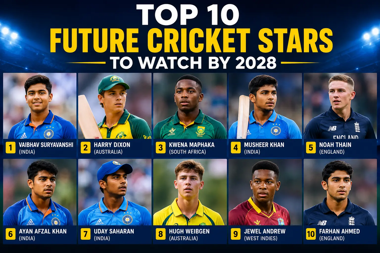 Top 10 Future Cricket Stars to Watch by 2028